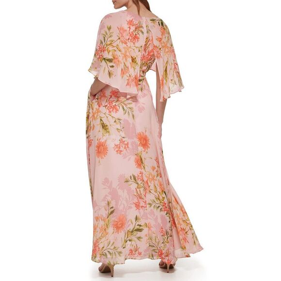 Eliza J Women's Maxi Style Caplet Chiffon Elbow Sleeve Jewel Neck Dress 22 Plus - Picture 4 of 4